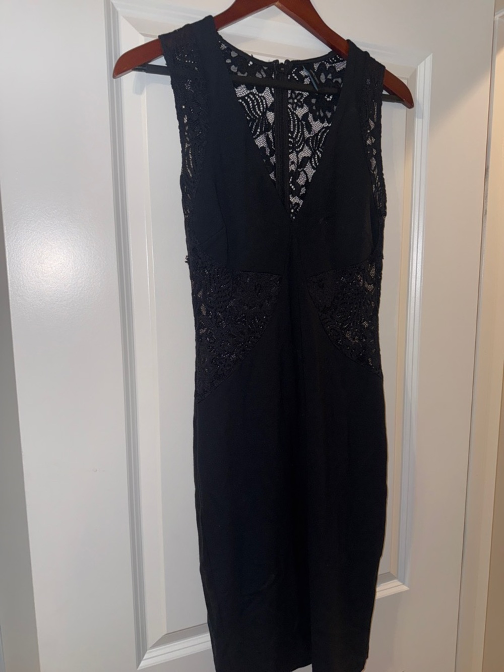 Marciano Black Lace-Accent Sleeveless Midi Dress